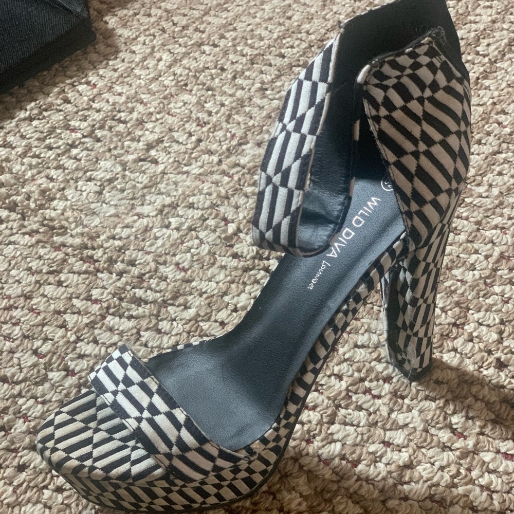 Black and white heels
